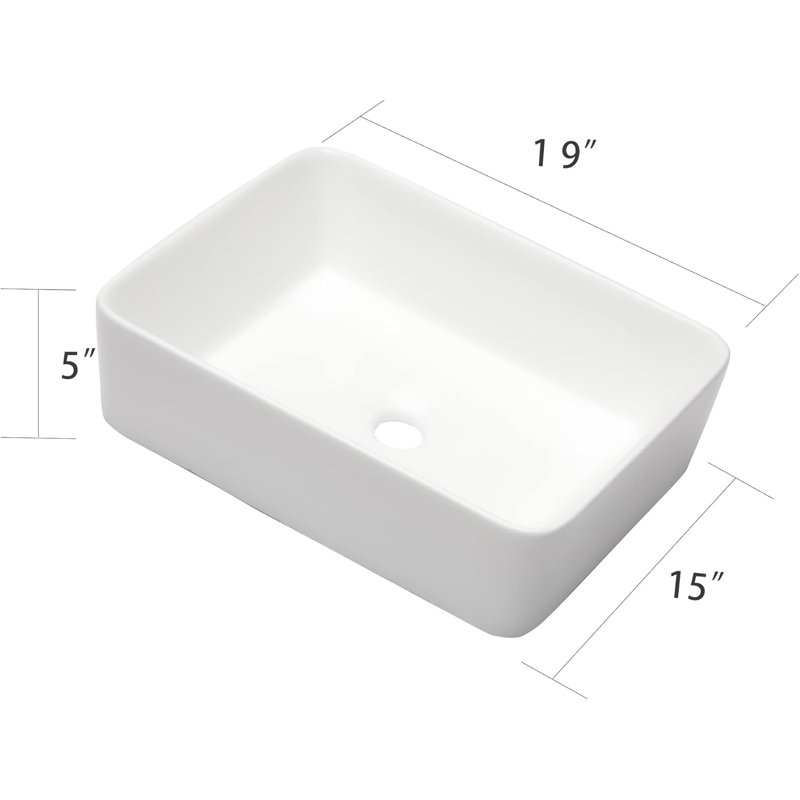 Lavabo de salle de bain rectangulaire en céramique Fulorni