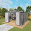 Grande remise de jardin en métal 10 x 12 pi avec double porte et deux fenêtres translucides et imperméable pour la terrasse de la cour