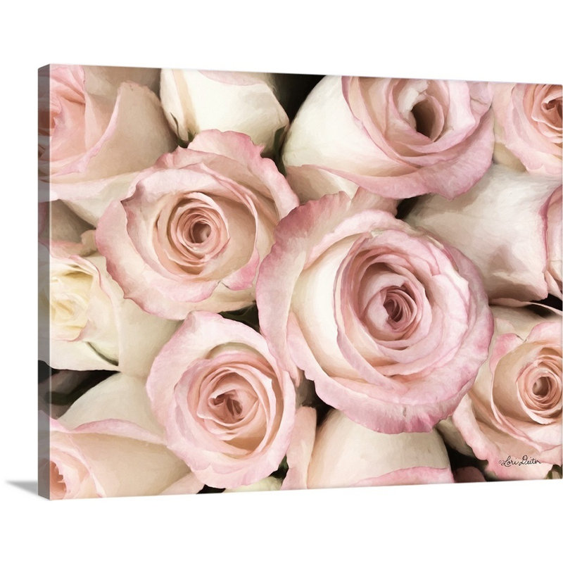 Reproduction de photo sur toile, "Top View-roses roses" par Lori Deiter, H 36 po x l 48 po x P 1,25 po, Toile tendue