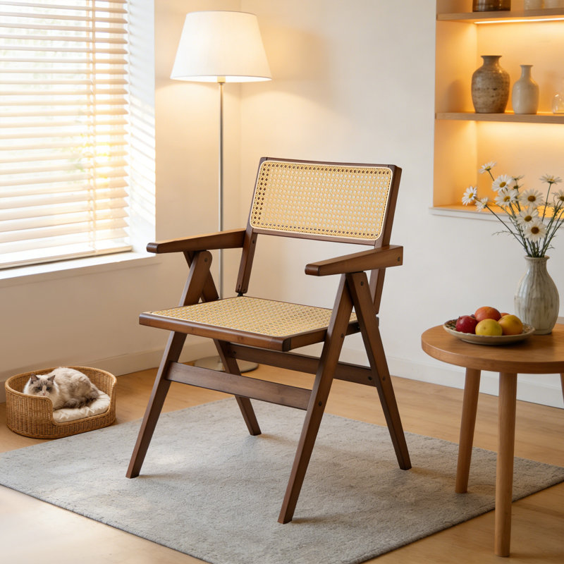 Wicker/Rattan Stackable Folding Chair Folding Chair, Walnut
