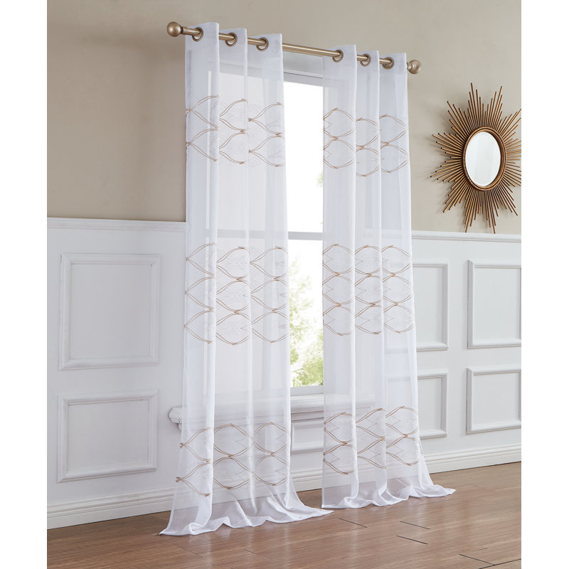 Paire de rideaux transparents avec œillets Ginny, Or, L 38 po x L 96 po