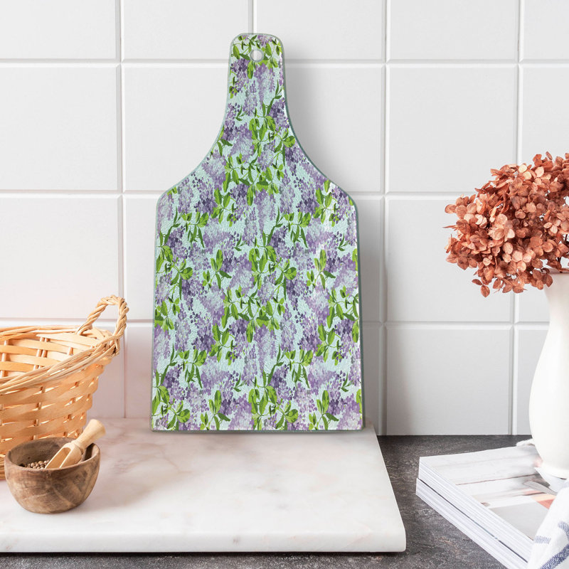 Planche à découper en verre trempé Ambesonne Mauve Botanic Spring Plants Lilac Green