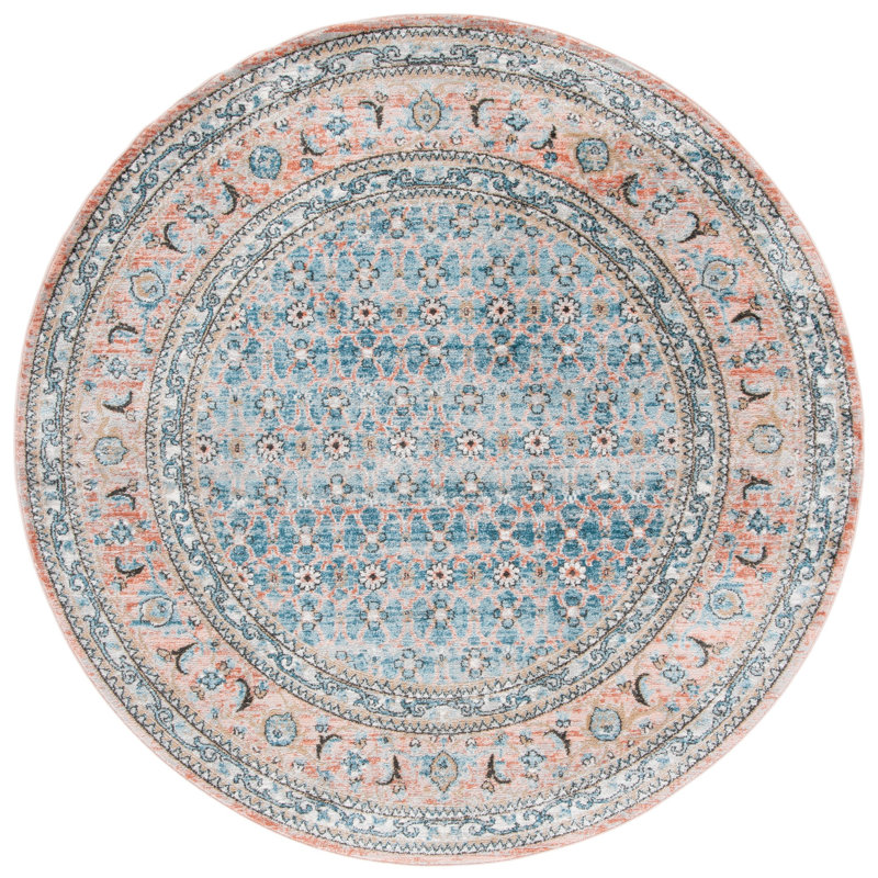 Tapis bleu / rose Kendleshire, Rond 6 pi 7 po