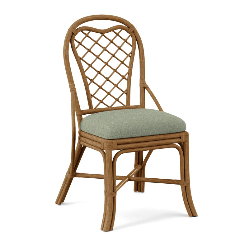 Chaise à dossier Trellis, Tissu vert performance 0851-54, Miel