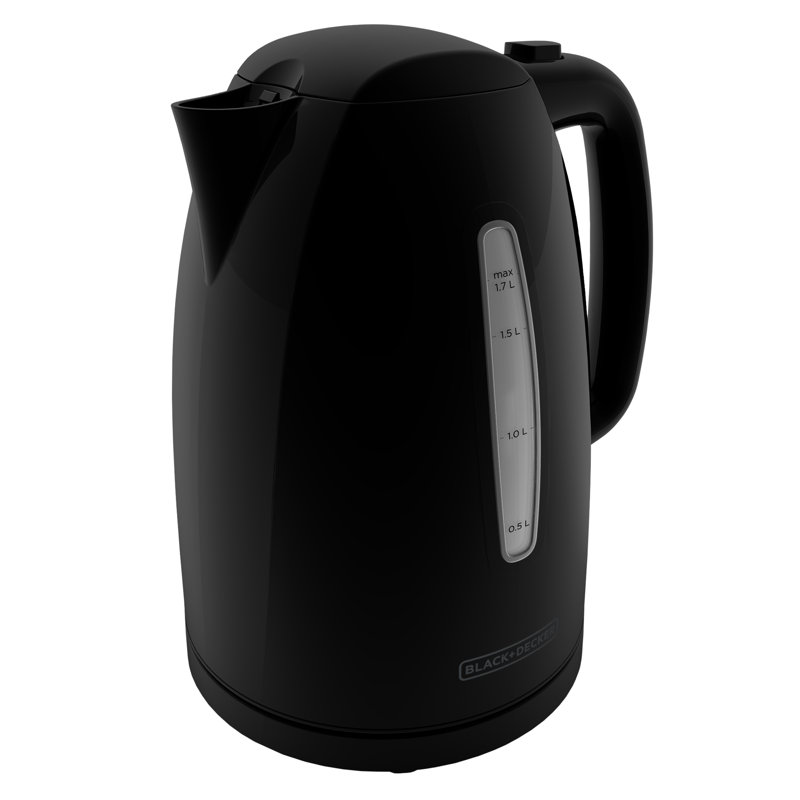 BLACK+DECKER Rapid Boil 1.7L Plastic Electric Tea Kettle, Black