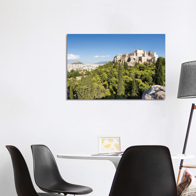 Acropolis of athens and Lykabettus Hill, Greece 1 Piece Wrapped Canvas Wall Art, 101.6 cm H x 66.04 cm W x 3.175 cm D
