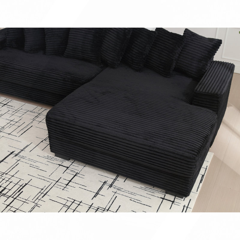 Oversized Two-Piece  Couches,  L Shaped Sofa, Corduroy,With Armrests,Eight Throw Pillows,Corner Sofa,Easy To Assemble