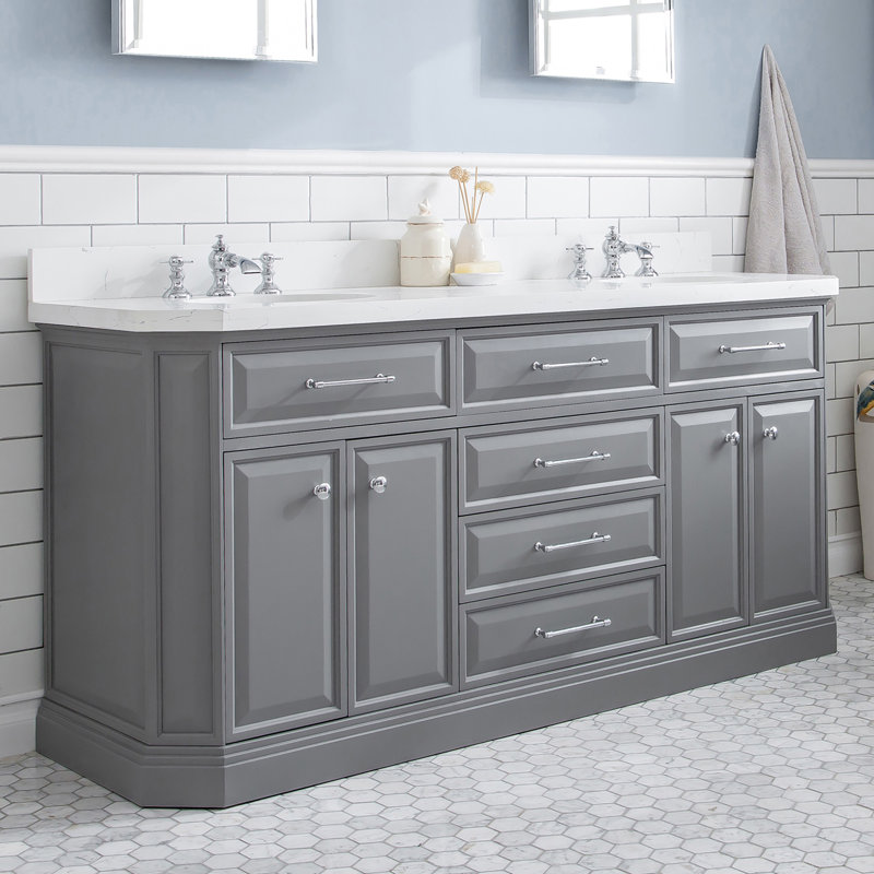 Palace 72'' W Double Vanity, Cashmere Gray, Polished Chrome