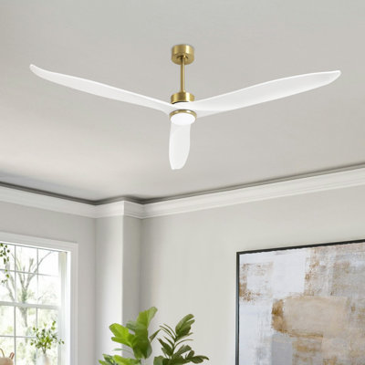 72" 3-Blade Solid Wood Ceiling Fan With LED Light And Remote Control
