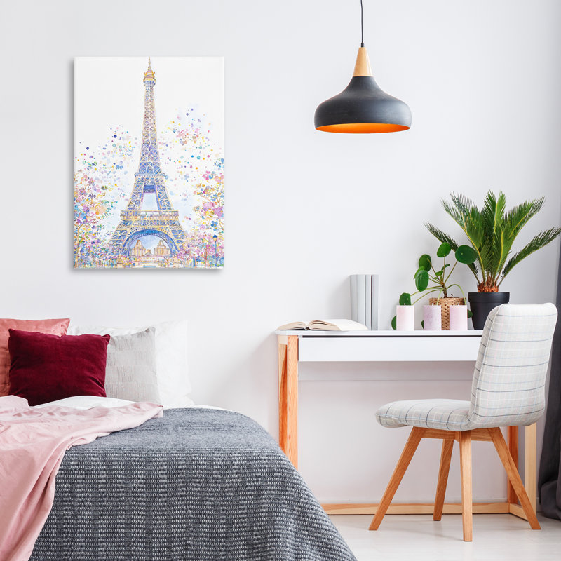 Toile colorée de la Tour Eiffel, design par Creative Studio, H 24 po x l 16 po