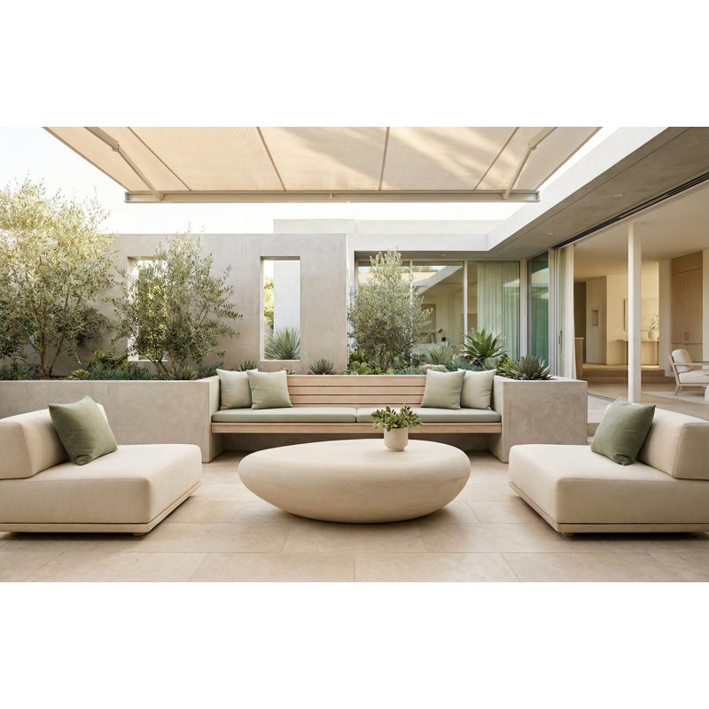River Stone Solid Coffee Table, 18" H x 66" L x 42" W, Roman Stone