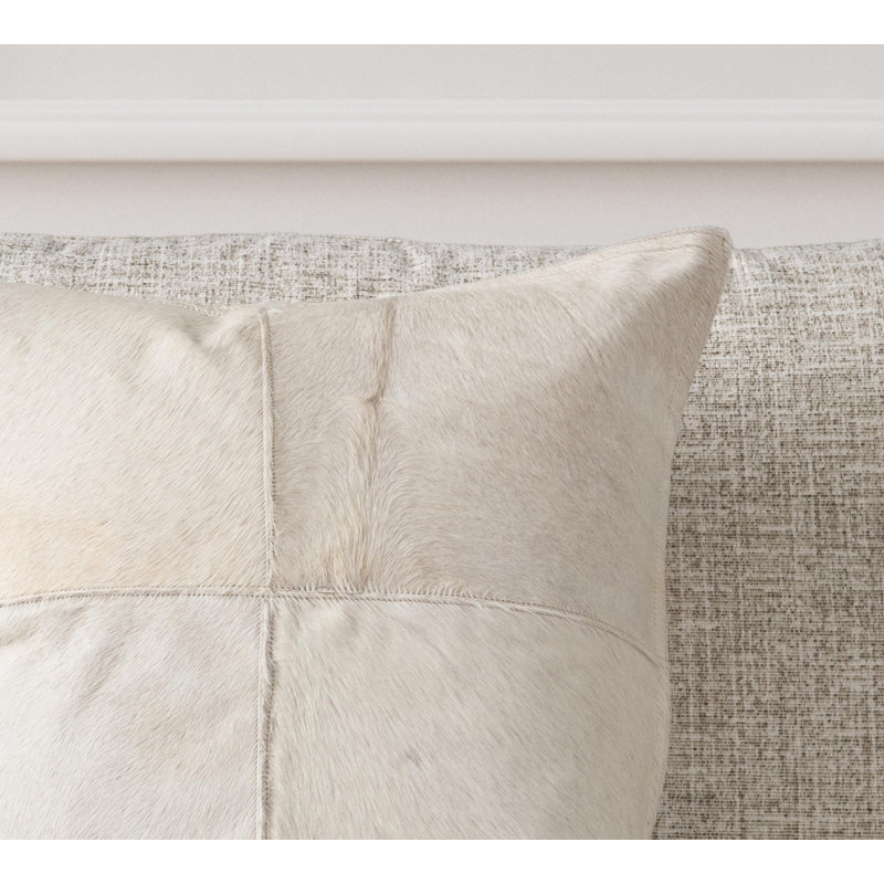 Canada 20" Natural Hide Throw Pillow, Chestnut, Ivory