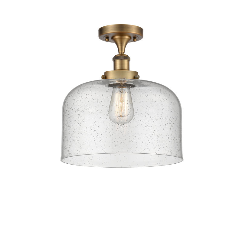 Plafonnier semi-encastré 1 lumière Analily, Laiton brossé, H 13 po x l 12 po x P 12 po, DEL