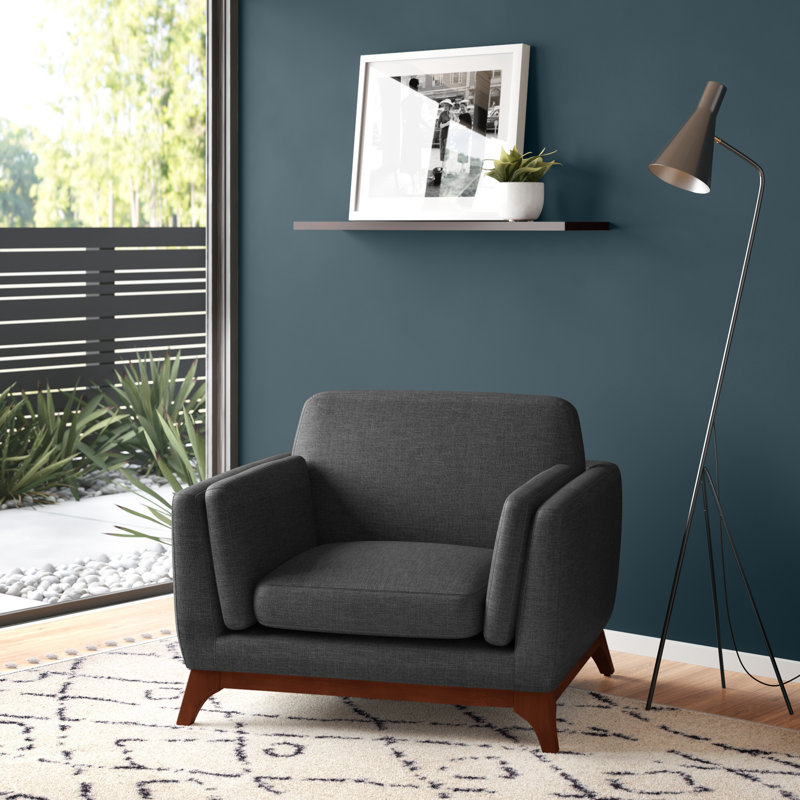 Chance Upholstered Fabric Armchair, Gray Polyester