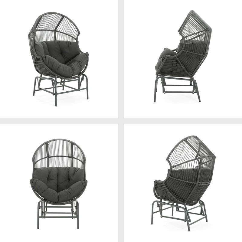 Fauteuil oscillant d'extérieur en osier, Gris foncé, Gris