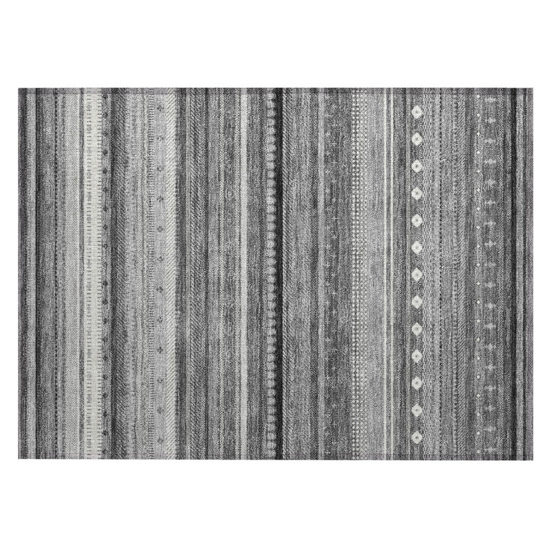Machine Washable Indoor/Outdoor Husby ACN2218 Striped Rug, Rectangle 1'8" x 2'6"