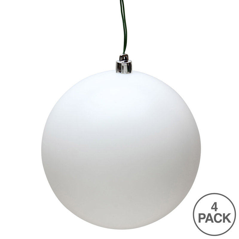 Ornement boule des Fêtes seulement, H 4,75 po x l 4,75 po x P 4,75 po, Blanc