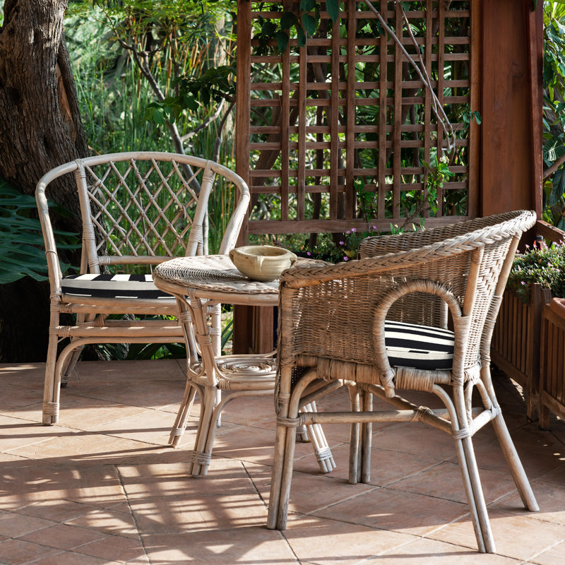 Outdoor Rounded Dining Seat Cushion, Black Awning Stripe