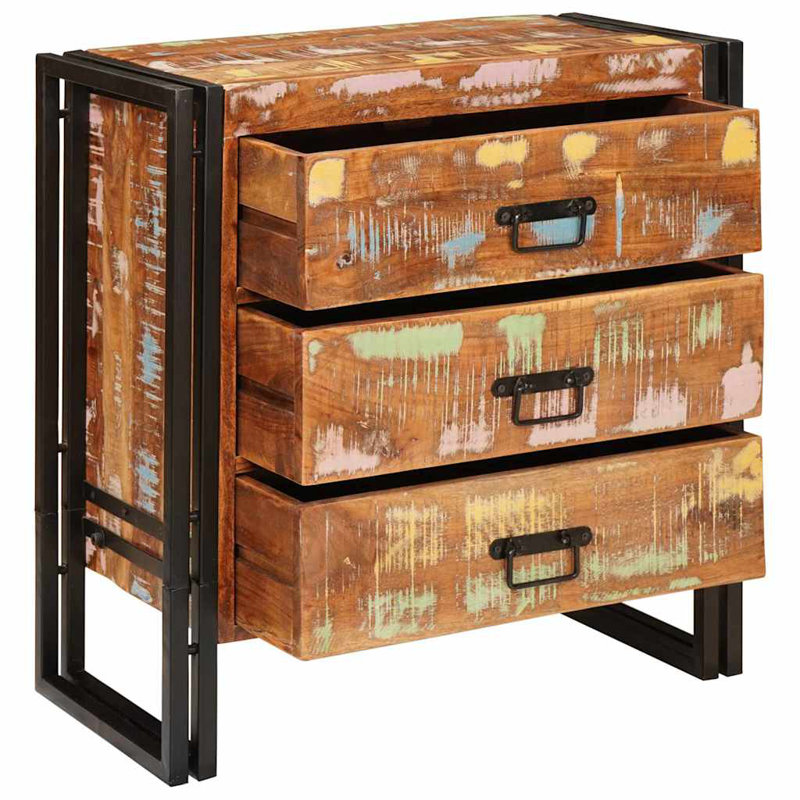Solid Wood Accent Cabinet, Brown/Green/Pink