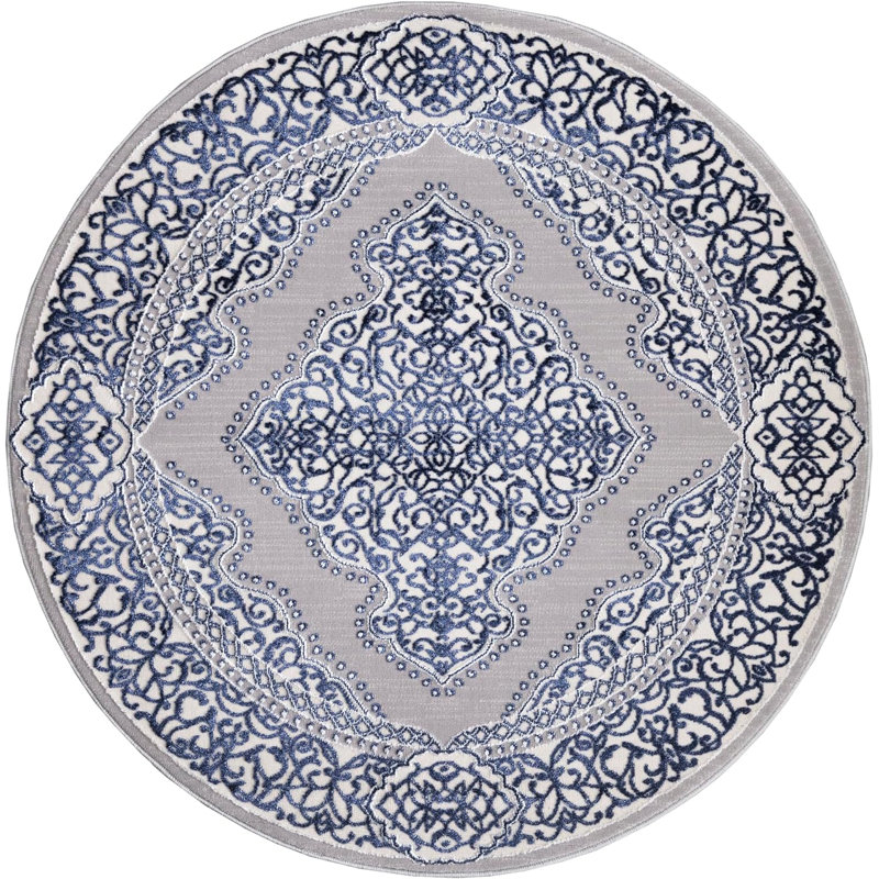 Carenda Floral Area Rug, Round 120cm