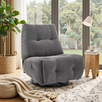 32.3" Wide Modern Power Armless Recliner With USB And Type-C Ports