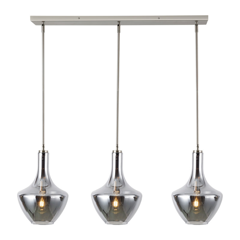 Cammie 3 - Light Kitchen Island Pendant, Smokey, Satin Nickel