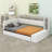 Daybed with Storage Footstool & Shelves, Upholstered Frame with Trundle, USB & LED Light-271107355