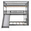Lit triple double avec échelle intégrée et glissade, lit superposé triple avec garde-corps, gris-1903137614