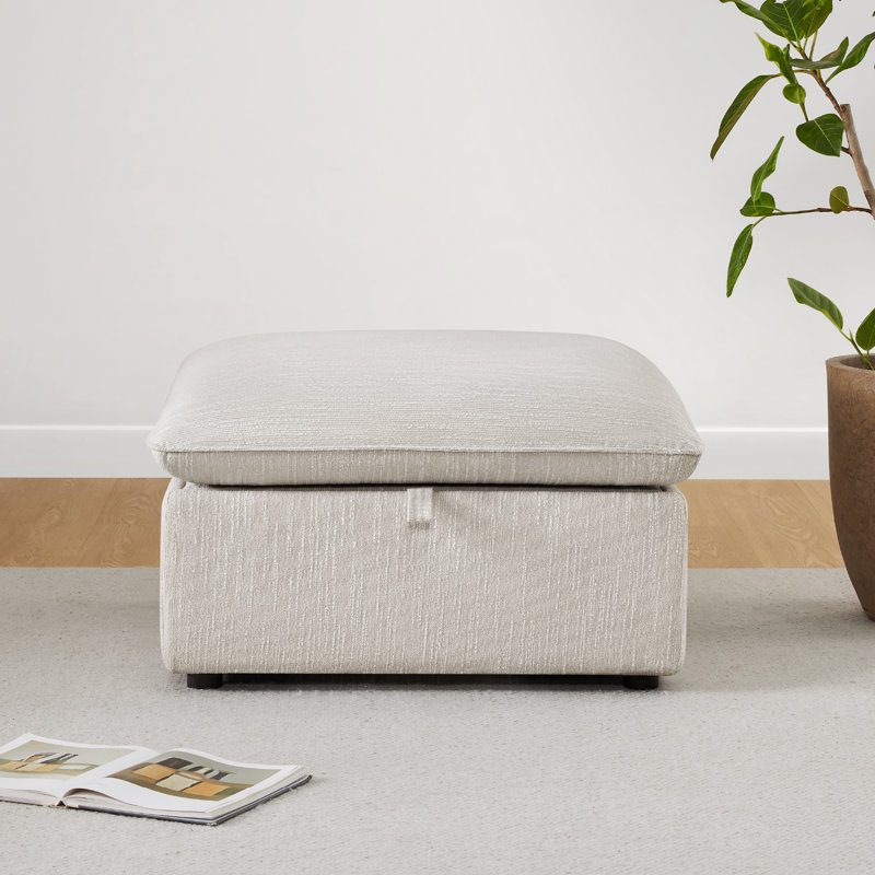 Greylan Upholstered Ottoman,   Light Gray Polyester