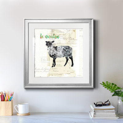 Golden Cuisine Sheep - Matted and Framed Under Acrylic Glass, Large Living Room Wall Art