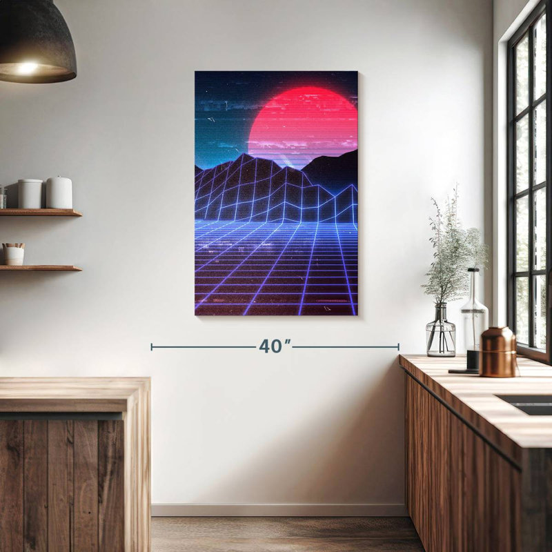Kelan Red Moon Digital Landscape, 39" H x 26" W