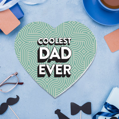 Father's Day Heart Shaped Gift Box With Lid, Coolest Dad Ever, Reusable Heart Box, 1-Pk