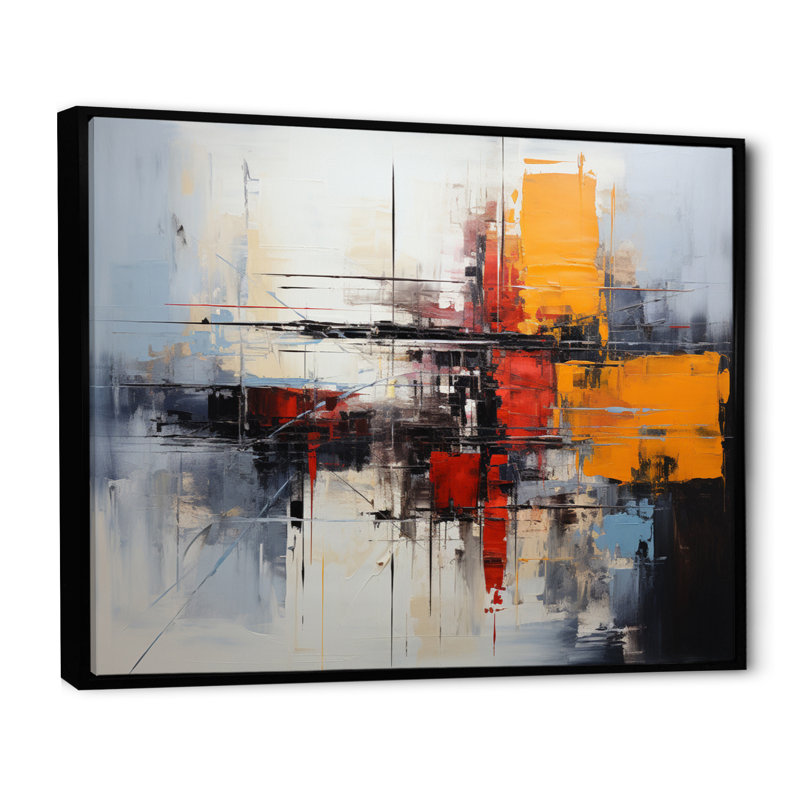 Art asiatique, expression abstraite II - impression, H 30 po x l 40 po x P 1,5 po, Cadre flottant noir