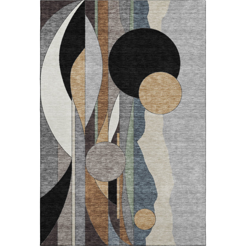 Premium Machine Washable Mayfield AMF2252 Modern Rug, Gray, 10' x 14'