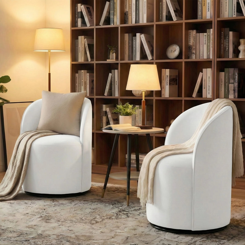 Chaise de baril en velours, Beige, 2
