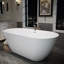 Baignoire de trempage autoportante ovale en acrylique 60 po de 60 po en blanc brillant, idéale pour la rénovation de la maison, avec bonde escamotable, confort ergonomique et baignoire à double conservation de la chaleur