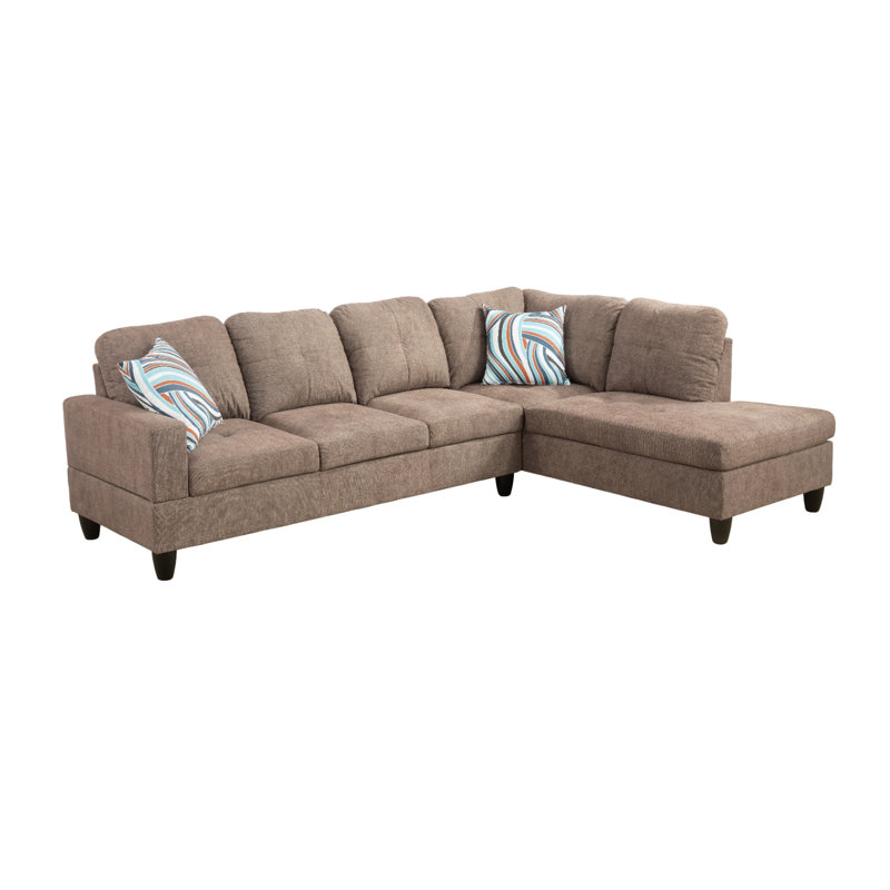 Larelle 103.5" Wide  Sofa & Chaise, Left Hand Facing, Brown Microfiber/Microsuede
