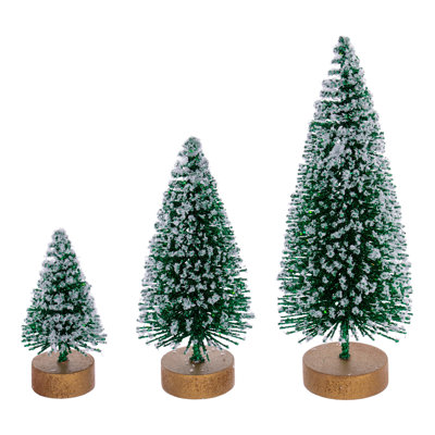  3"-5"-7" Emerald Sisal Bottle Brush Tree Set, Set of 3