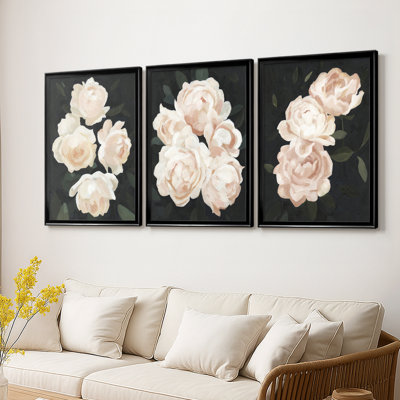 Nighttime Flora I - Toile tendue avec châssis sur mesure - 3 pièces