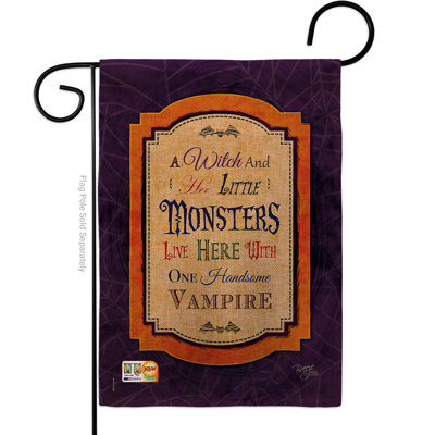Breeze Decor G162019-Db Wicked & Handsome Burlap Fall Halloween Impressions Decorative Vertical 13" X 18.5" Double Sided Garden Flag