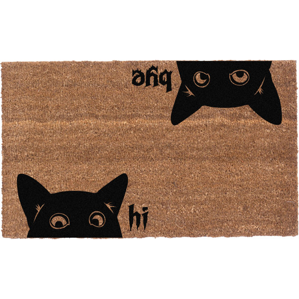 Peeping Cats Handwoven Coconut Fiber Doormat - Entryways