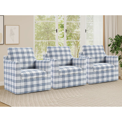 Ensemble de 3 chaises d'appoint pivotantes en tissu de 31,8 po de largeur avec housse amovible et coussins compressés