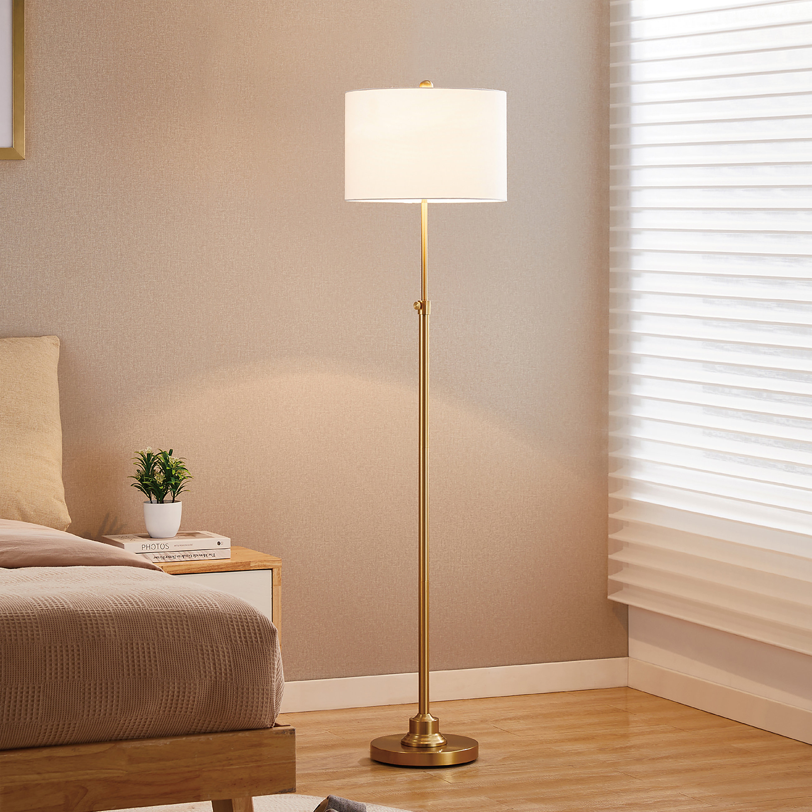 Rosdorf Park Carmeline 63.5" Traditional Adjustable Floor Lamp with Drum Lampshade & Reviews | Wayfair