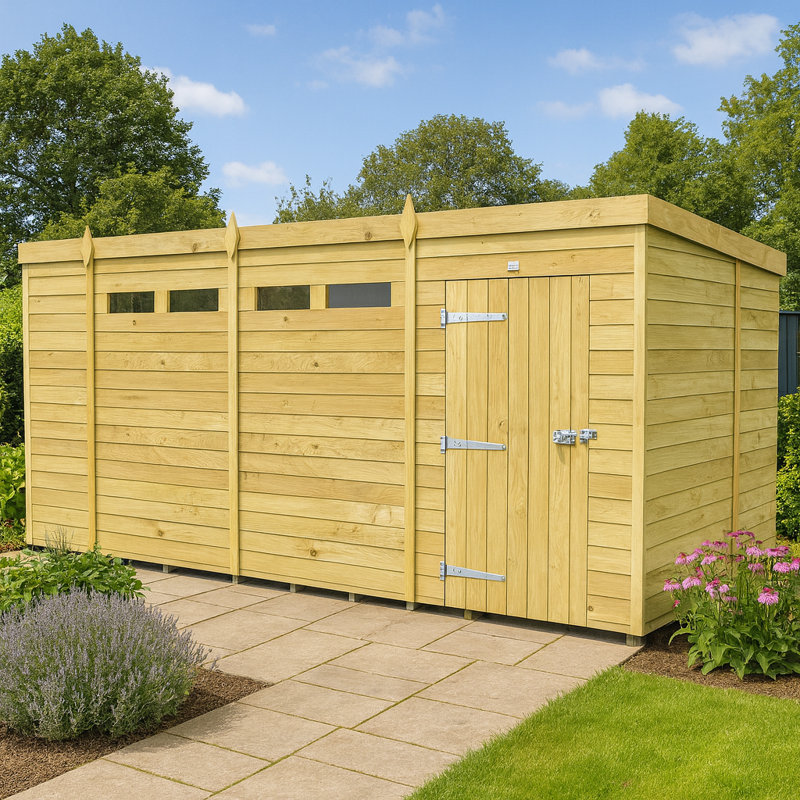 14ft x 7ft Pent Security Shed - Single Door
