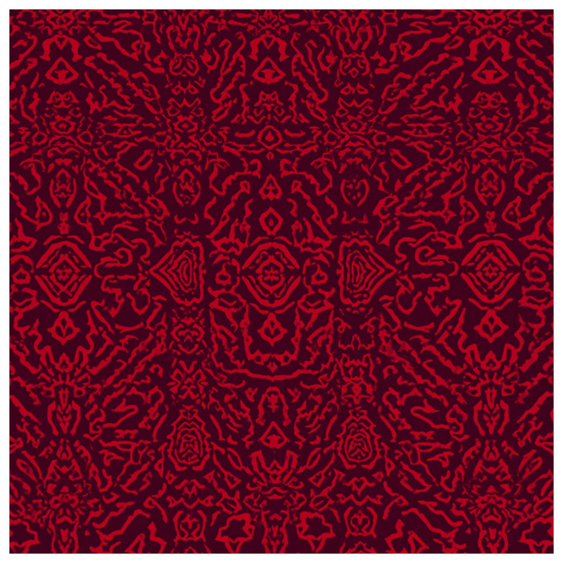 Édredon rouge orné de damas, Grand lit