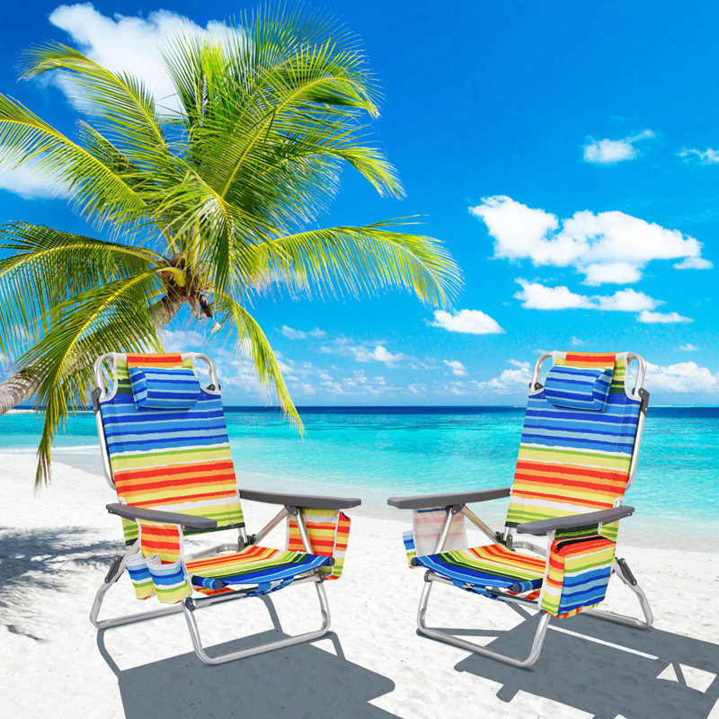 Chaise de plage pliante Selana, Orange/bleu, 4