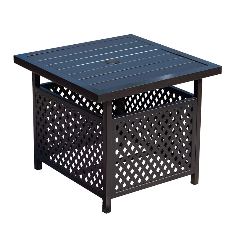 Sartor Square Steel Outdoor Side Table Umbrella Hole , 21.8 " W 21.8 " D