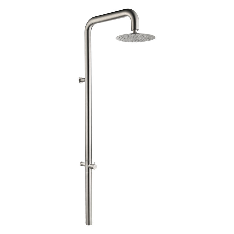 63"H 316 Stainless Steel Wall Mounted Outdoor Shower Cold Water Only, Brushed Nickel