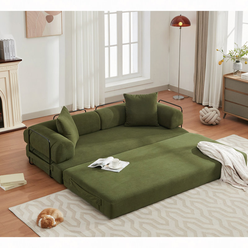 Canapé-lit pliant convertible 78,5 po, canapé convertible bricolage 4-en-1, 3 places, canapé-lit pliant, très grand lit, chambre, appartement, velours côtelé