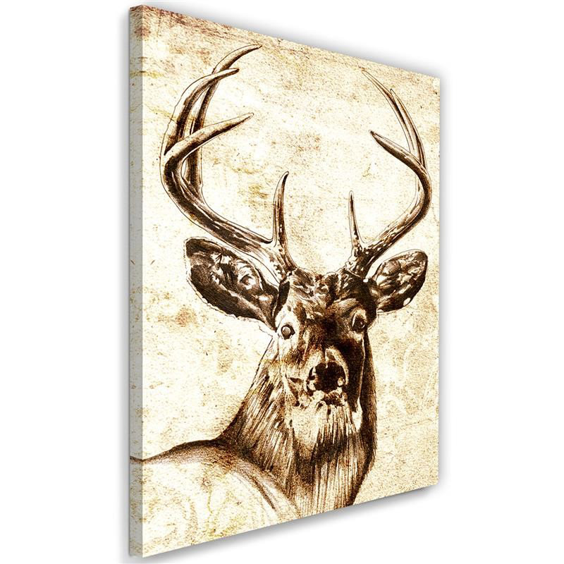 Leinwandbild Stag Animals Vintage Beige